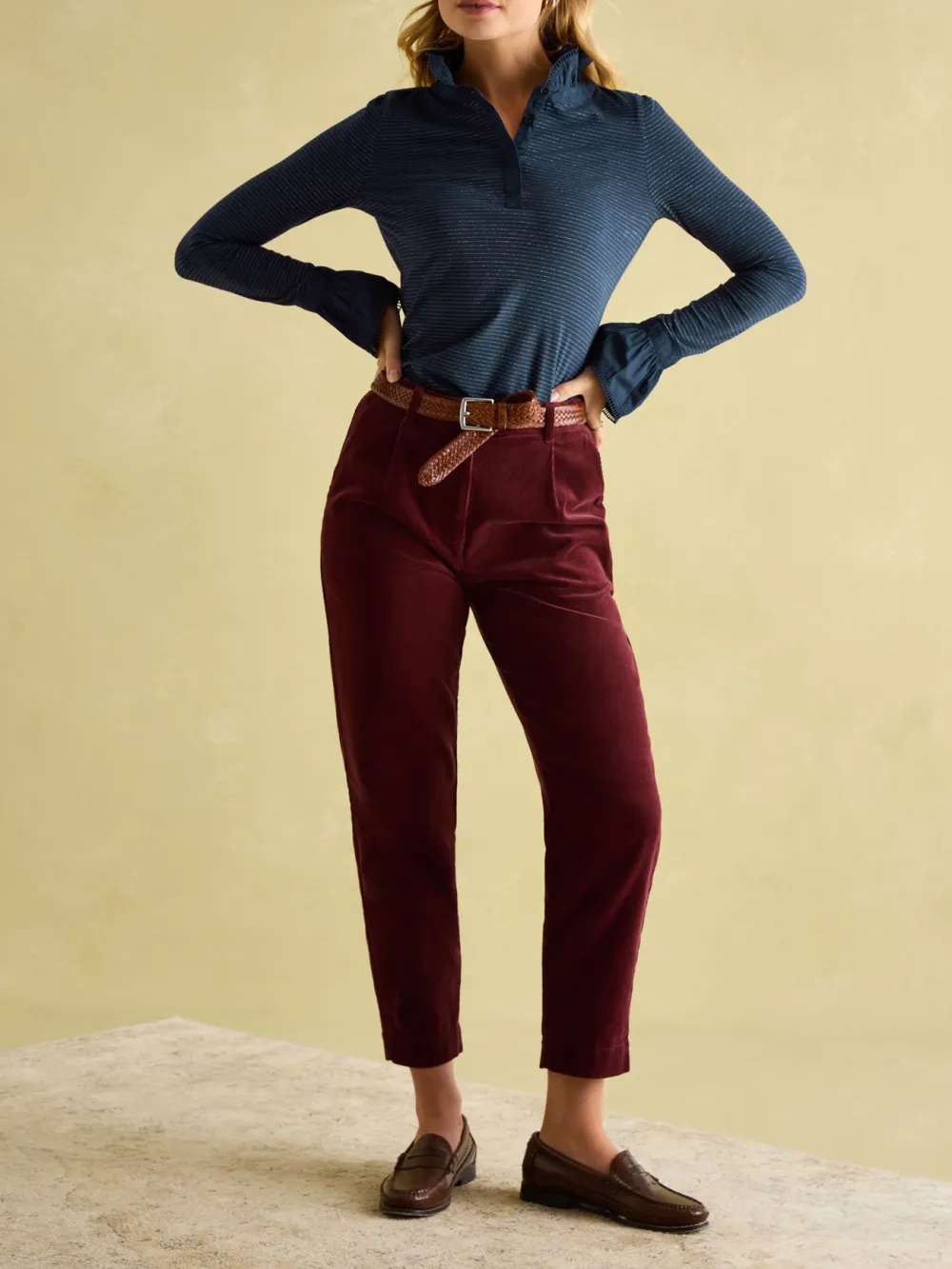 Black Long Sleeve Frilled Neck Top