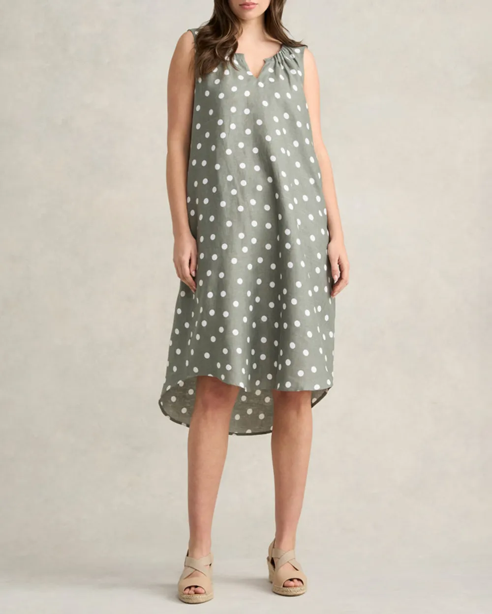 Gathered French Linen Dress