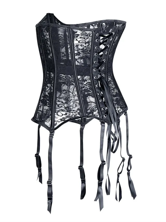 Corset Women's Corsets Corset Tops Party & Evening Valentine's Day Club Black Sexy Breathable Underbust Corset Hook & Eye Lace Up Lace Backless Tummy Control Lace Flower All Seasons