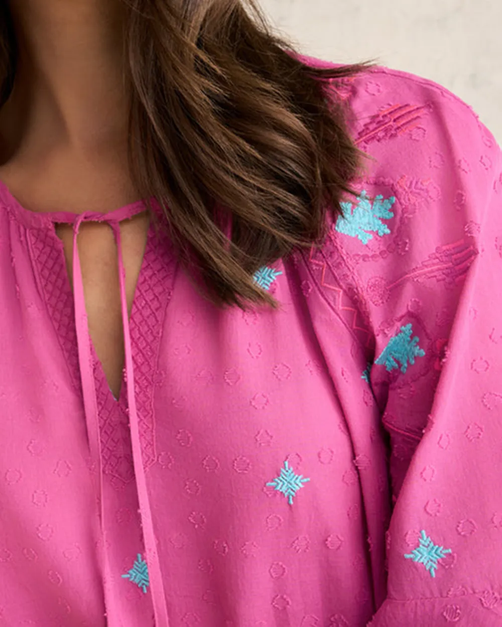 Flutter Sleeve Embroidered Blouse