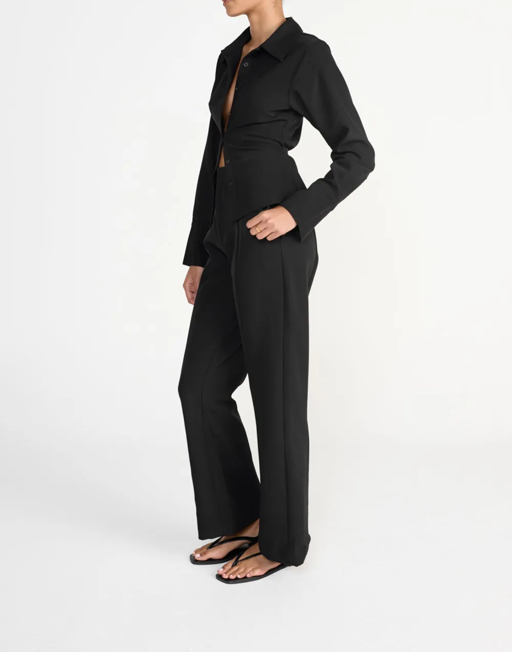 Adjustable Tie Cropped Shirt Top