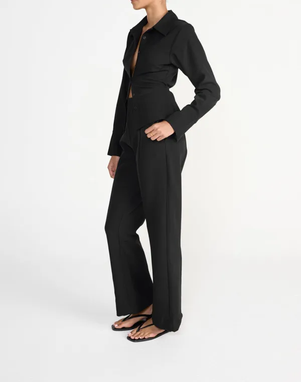 Adjustable Tie Cropped Shirt Top