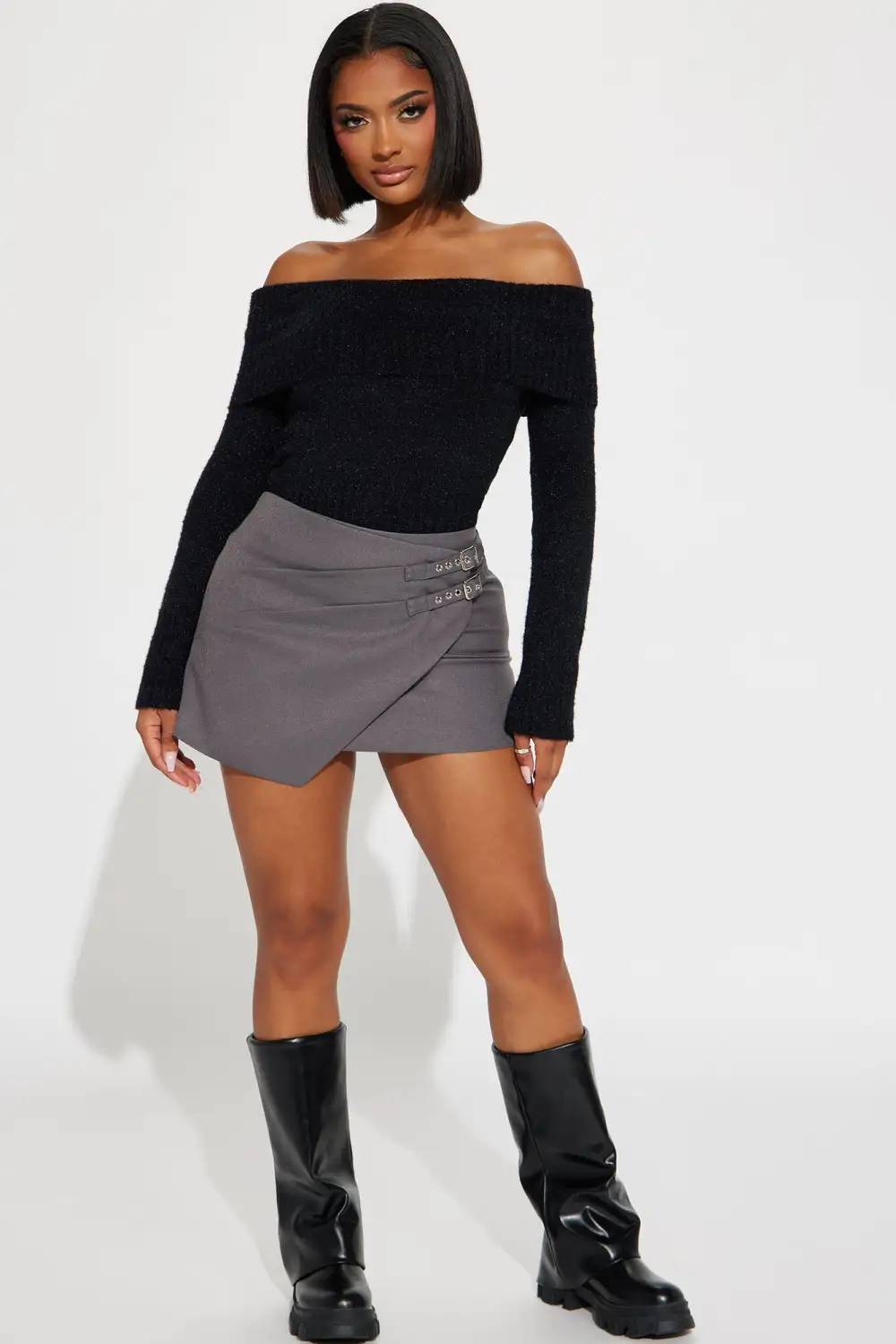 Staying With Trends Off Shoulder Sweater - Black