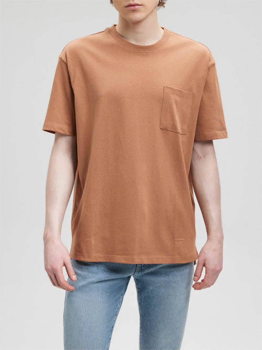 Brown Short - Sleeve Printed Pocket Tee