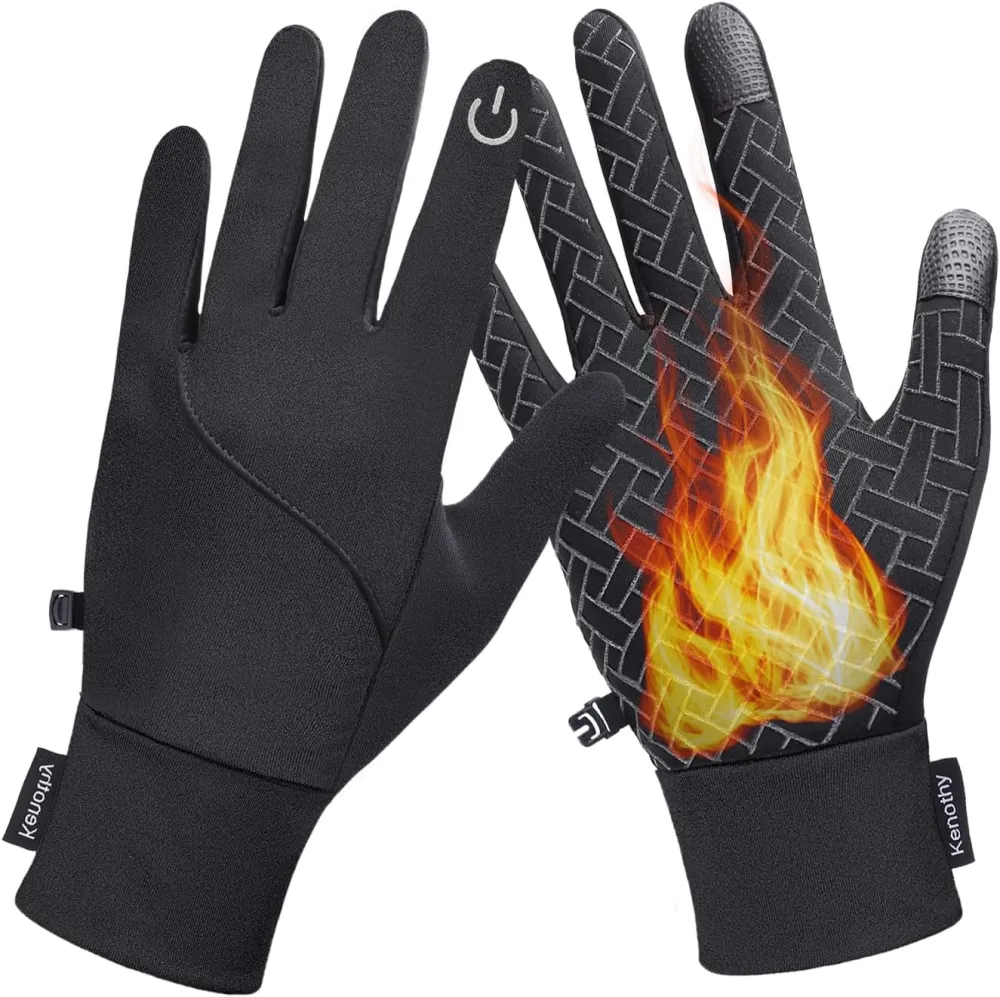 Winter Gloves for Men Women Thermal Touch Screen Water Resistant Windproof Anti Slip Heated Warm Glove for Cycling Running Biking Driving Hiking