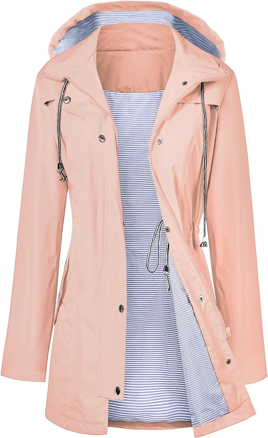 LOMON Raincoat Women Waterproof Long Hooded Trench Coats Lined Windbreaker Travel Jacket S-XXL