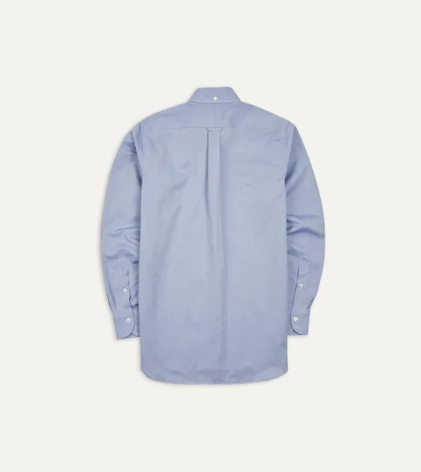 Navy Casual Style Pinpoint Oxford Cotton Cloth Button-Down Shirt Plain