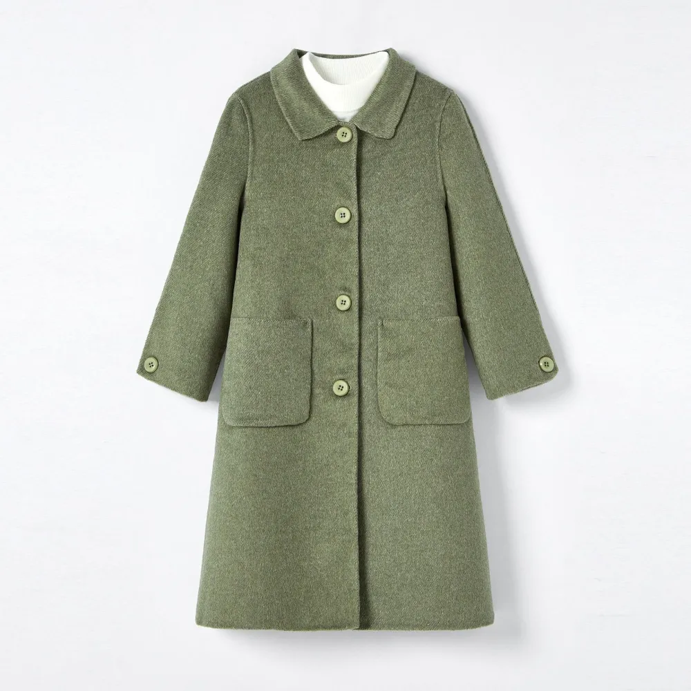 Stand Collar Solid Mid-Length Trench Coat