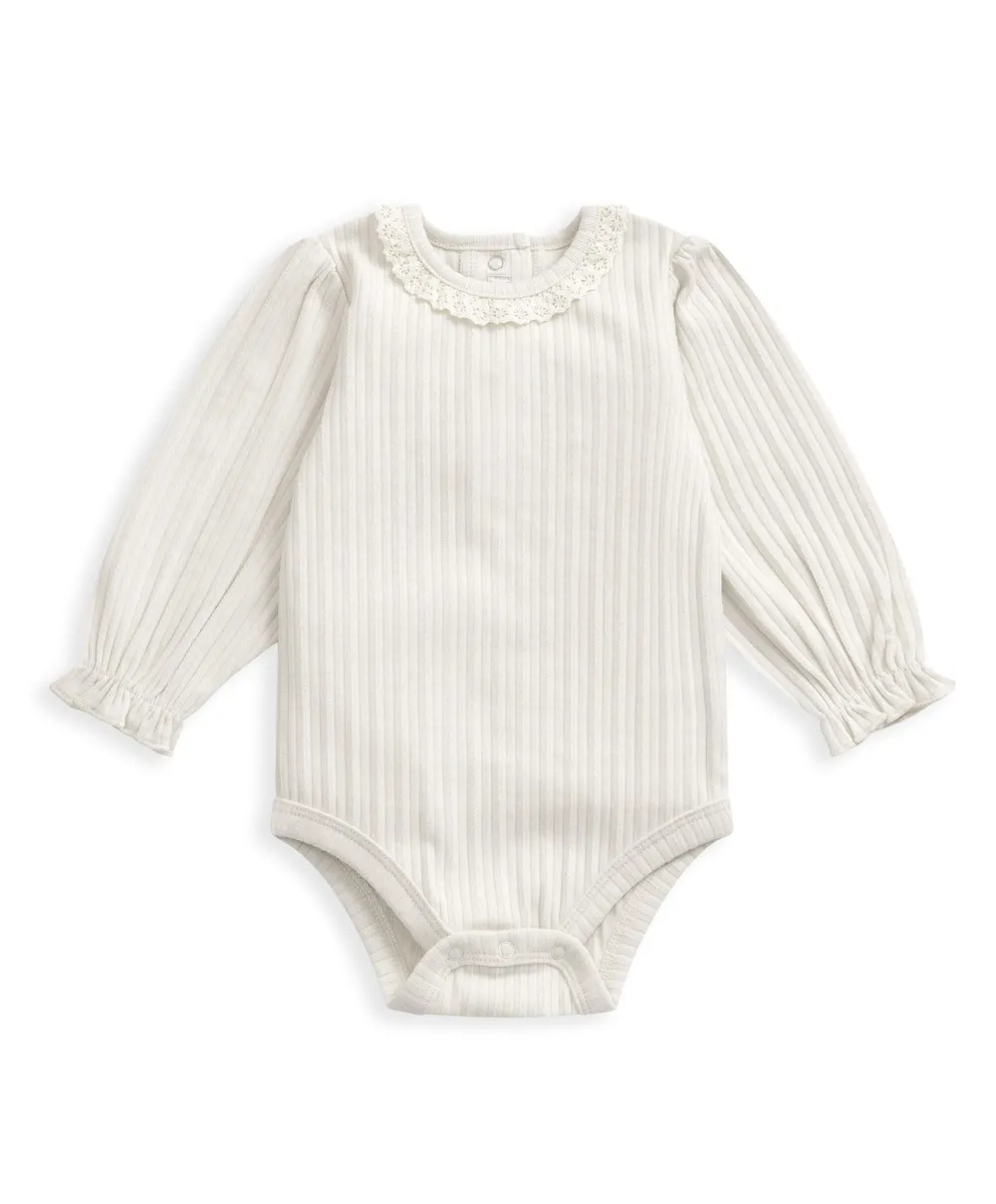Lace Trim Bodysuit - Cream