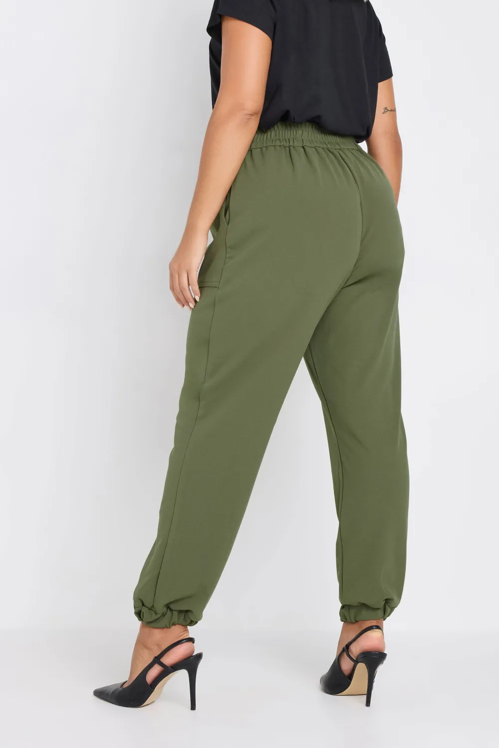 YOURS Curve Black Scuba Cuffed Cargo Joggers