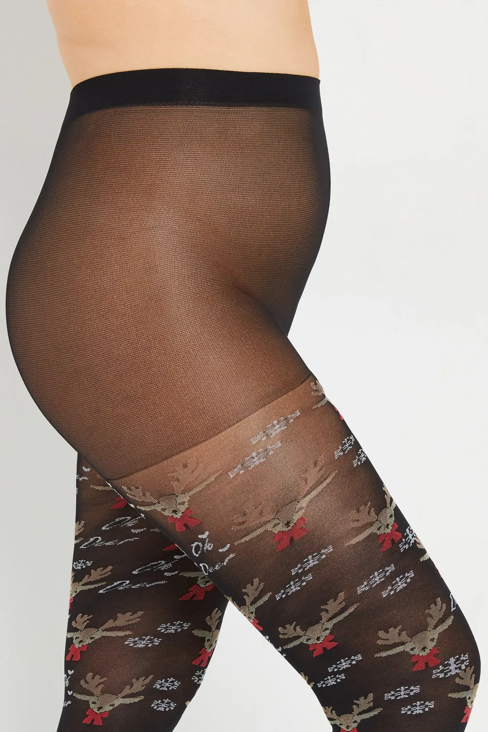 Black 'Oh Deer' Novelty Christmas Tights