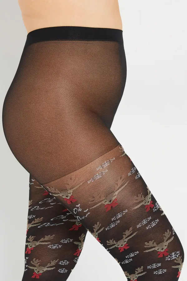 Black 'Oh Deer' Novelty Christmas Tights