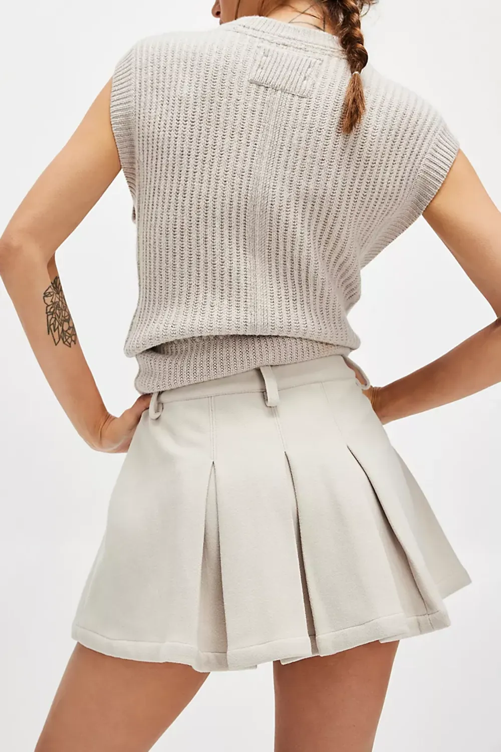 Pleated High Waisted Mini Skirt