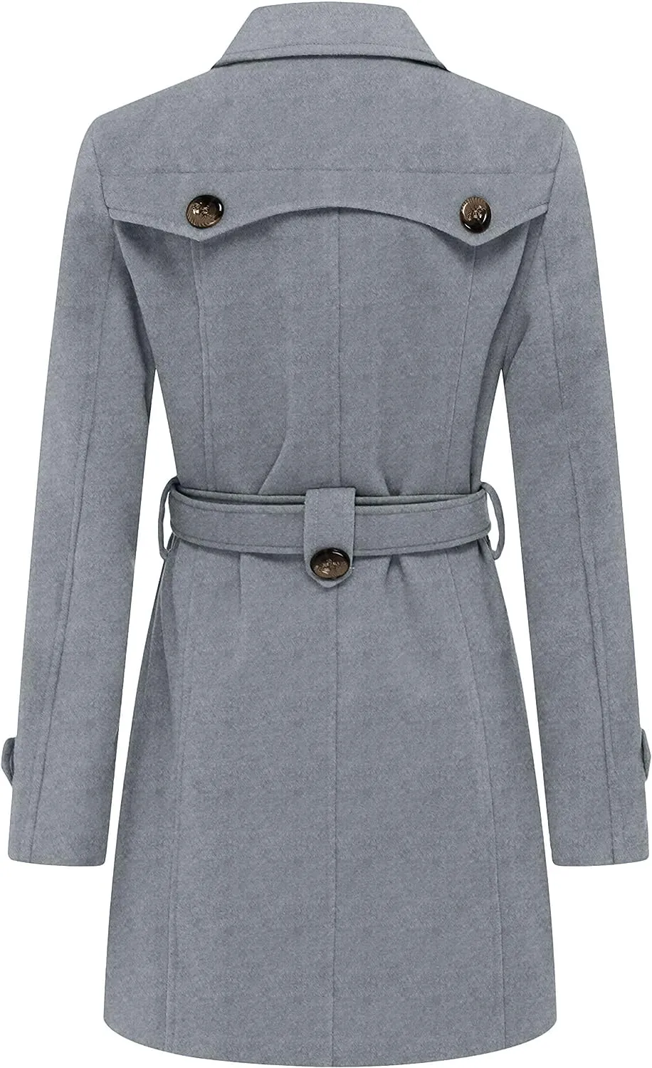 Women's Double Breasted Pea Coat Winter Mid-Long Trench Coat with Belt