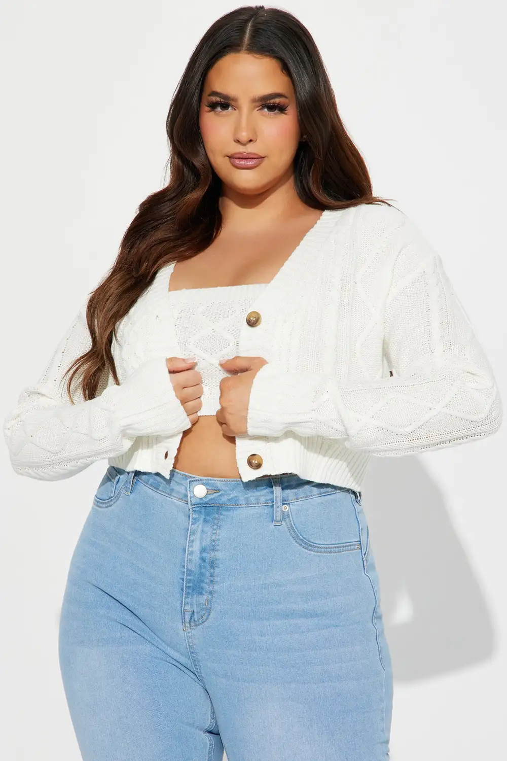 Missed You Cable Knit Sweater Set - Ivory