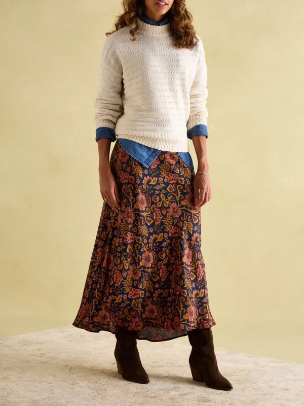 Cream Crew Neck Textured Jumper Contains Merino Wool