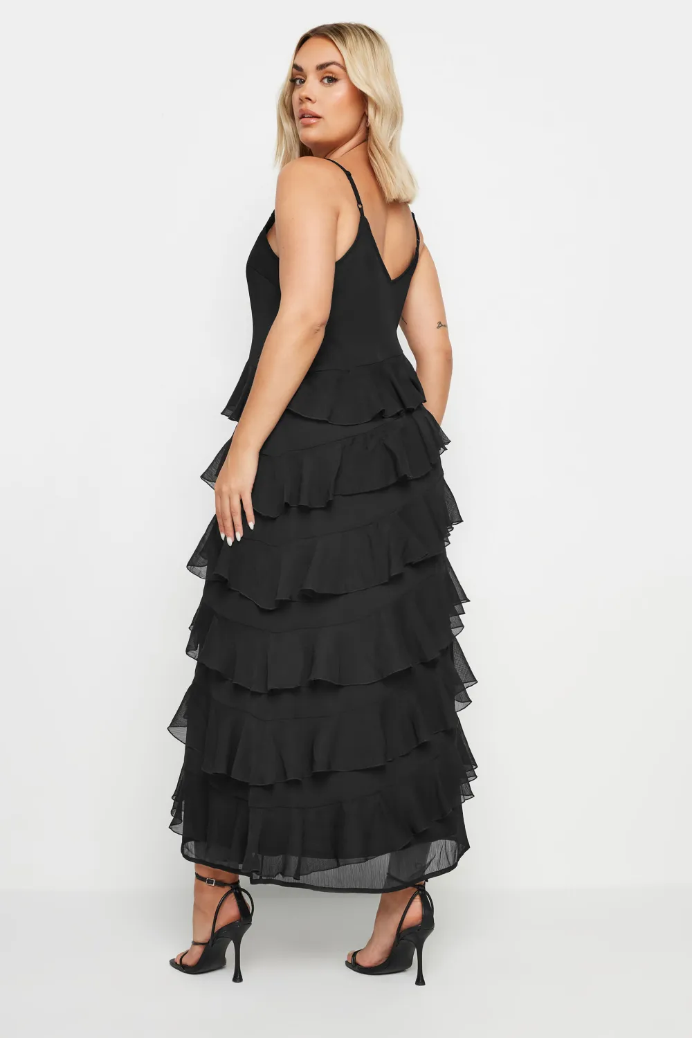 LIMITED COLLECTION Curve Black Frill Maxi Dress