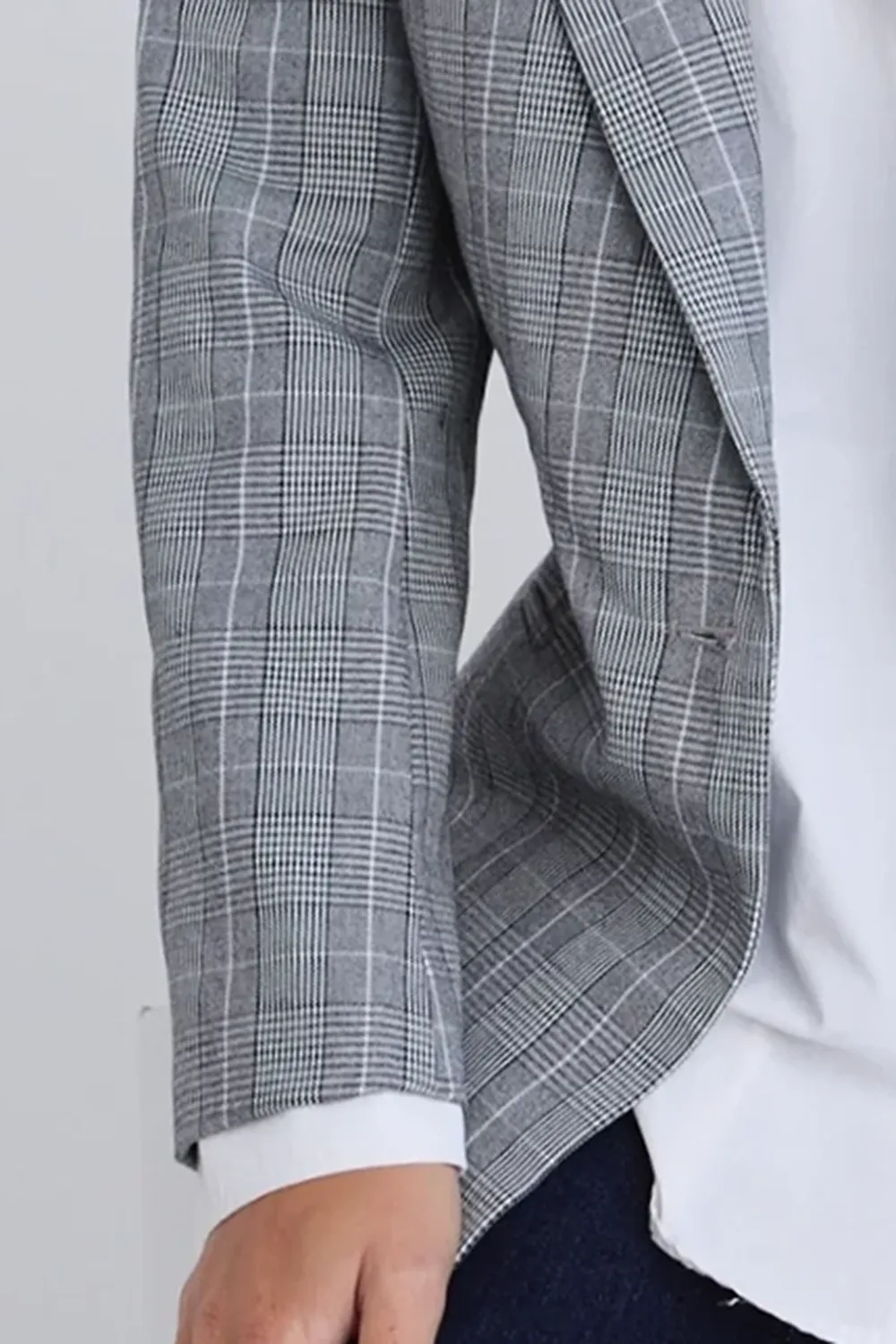 Grey Check Boyfriend Blazer