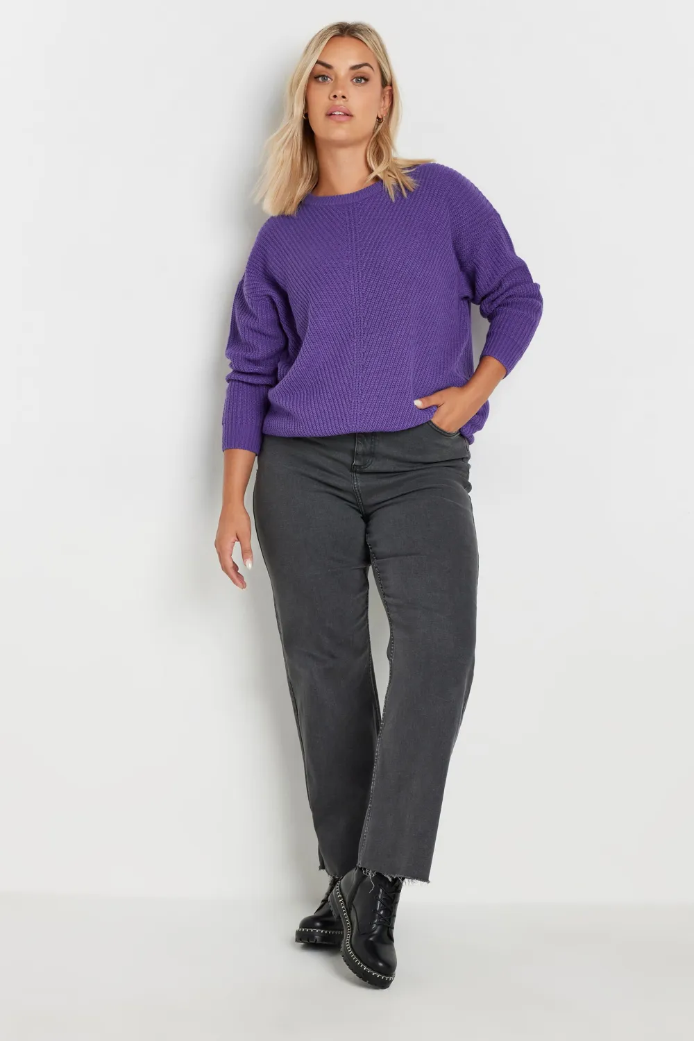 YOURS Curve Black & White Essential Knitted Jumper