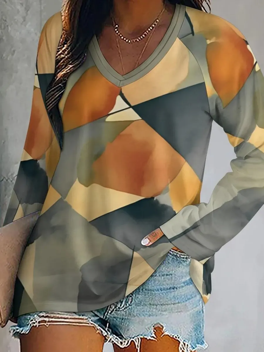 Geo Watercolor Long Sleeve T-Shirt