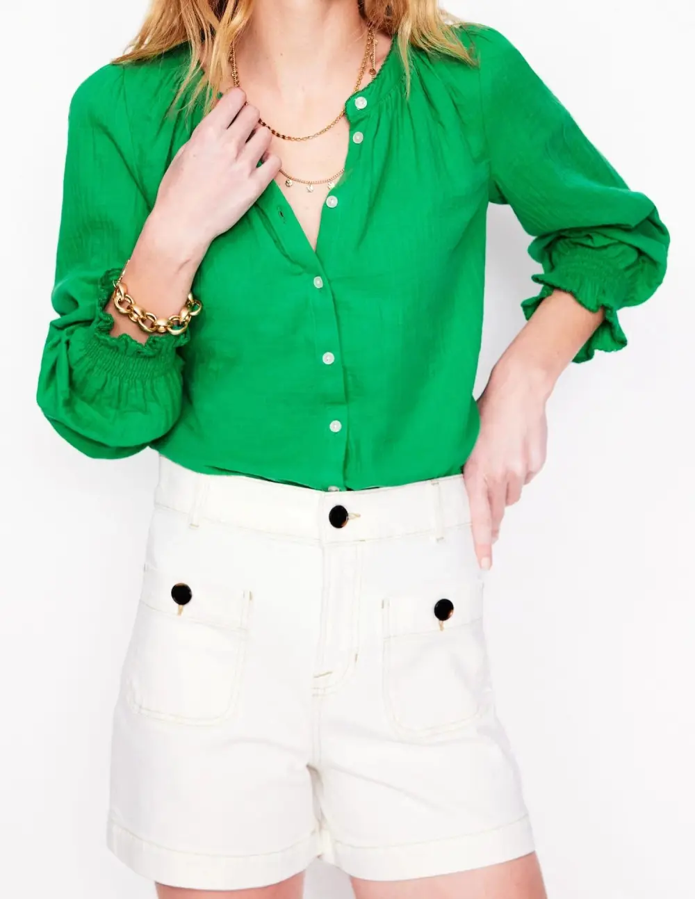 Tighten The Cuffs Double Cloth Top