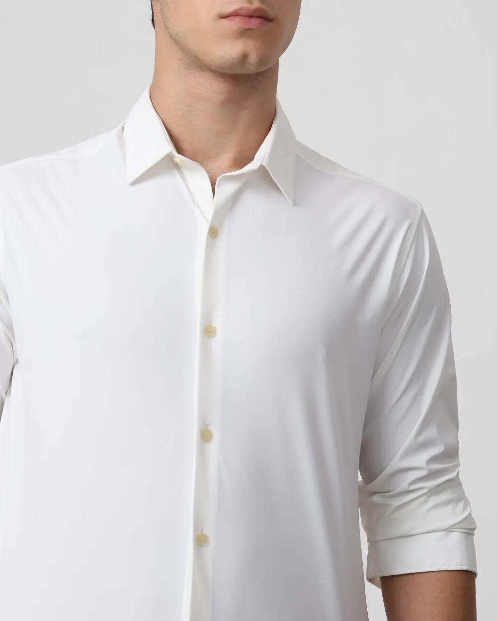 Leisure Soft And Comfortable Slim-Fit Dark White Shirt