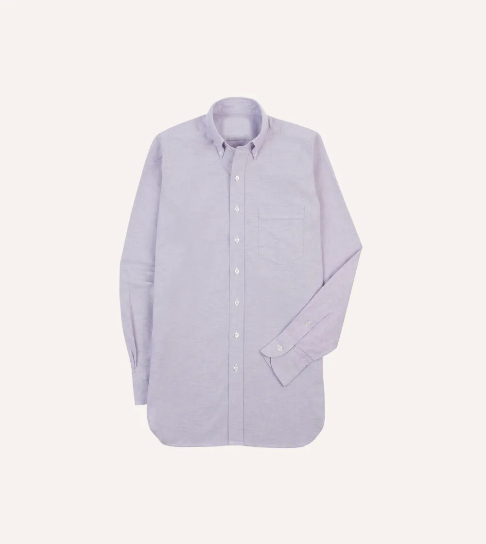 Lilac Button Front Cotton Oxford Cloth Button-Down Shirt