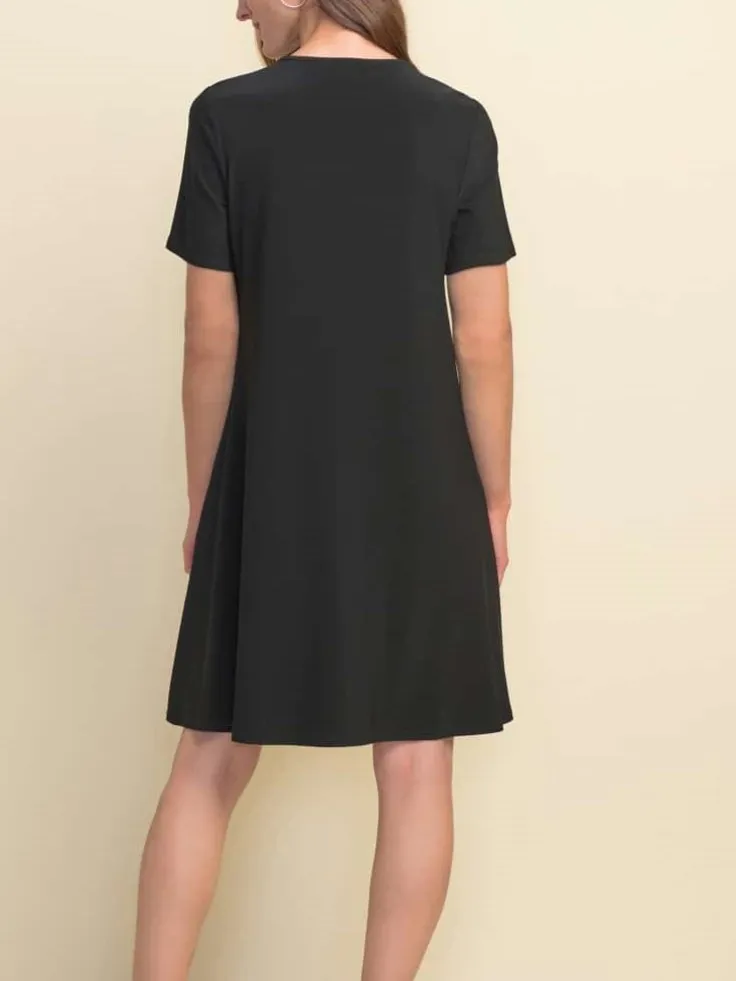Black and Gray Paneled V-Neck Dress