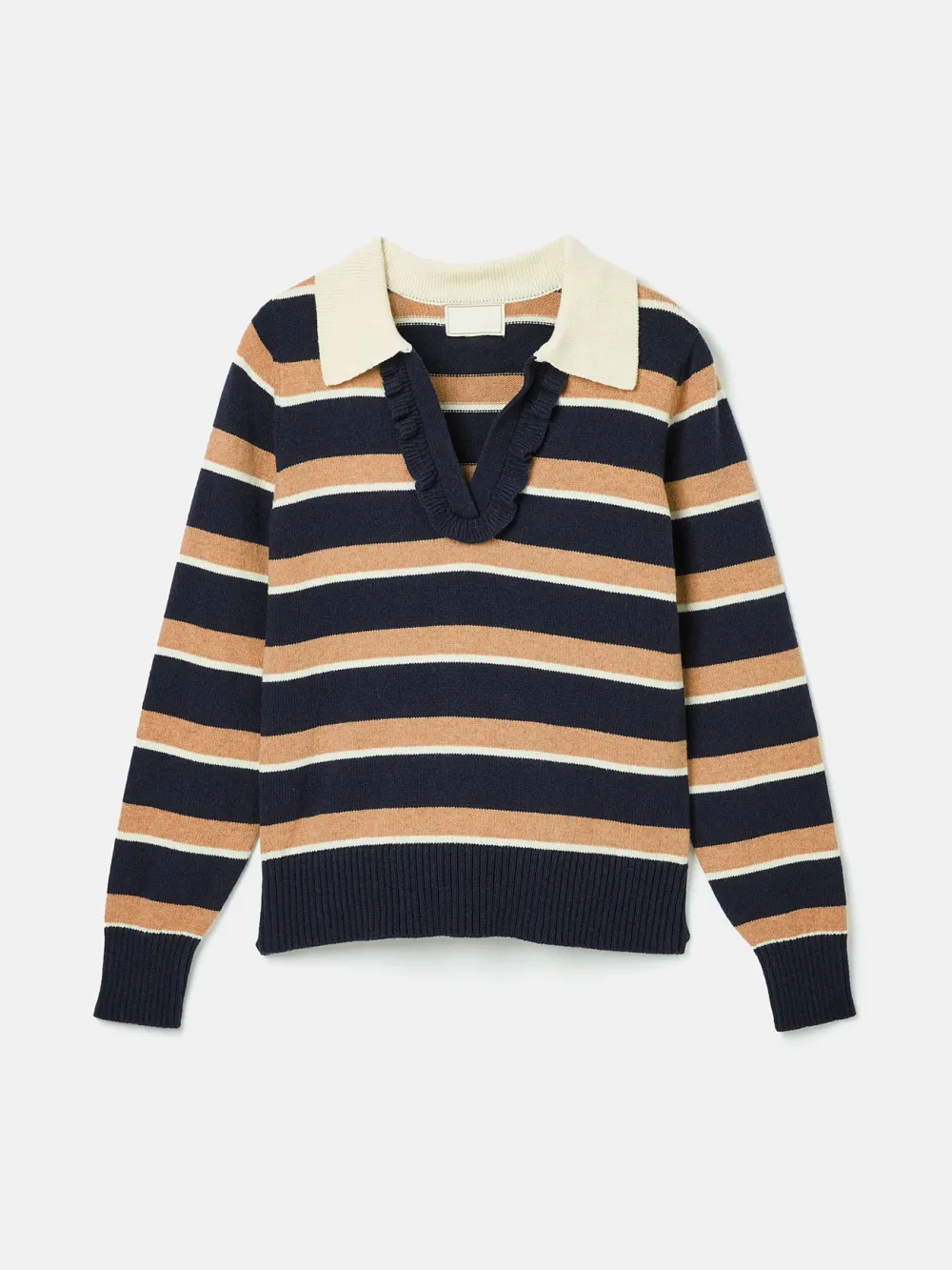 Red/Navy V Neck Stripe Jumper with Collar