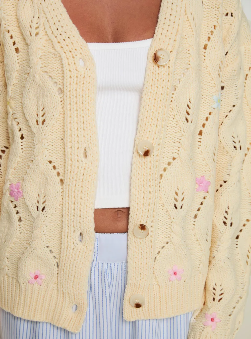 Floral Print Cardigan Cream