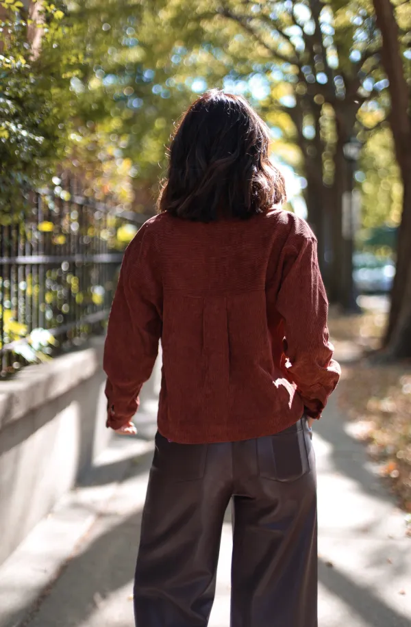 Cropped Corduroy Button Up
