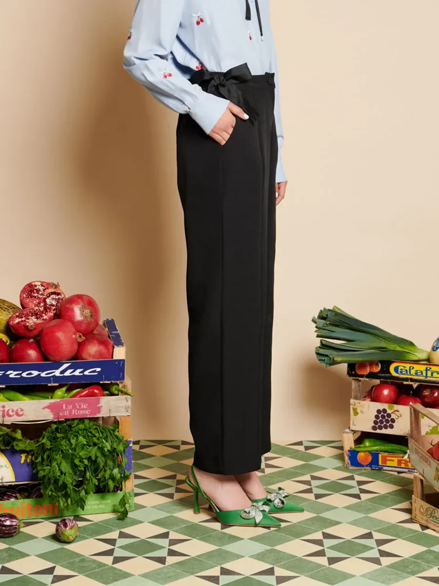 Wide-Leg Bow Trousers