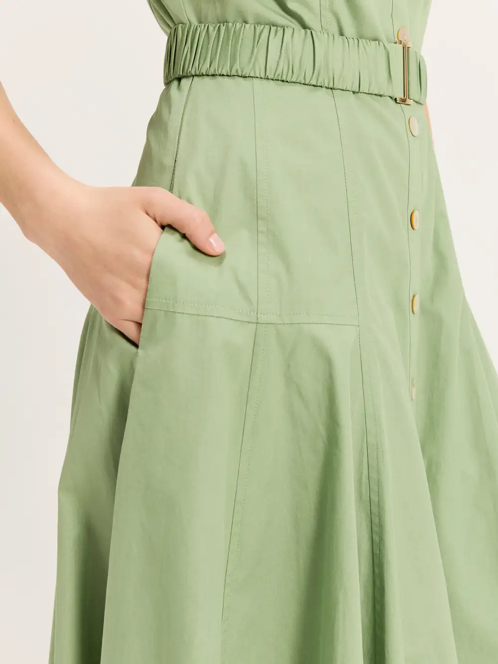 Green Short Sleeve Shirtdress with Belt