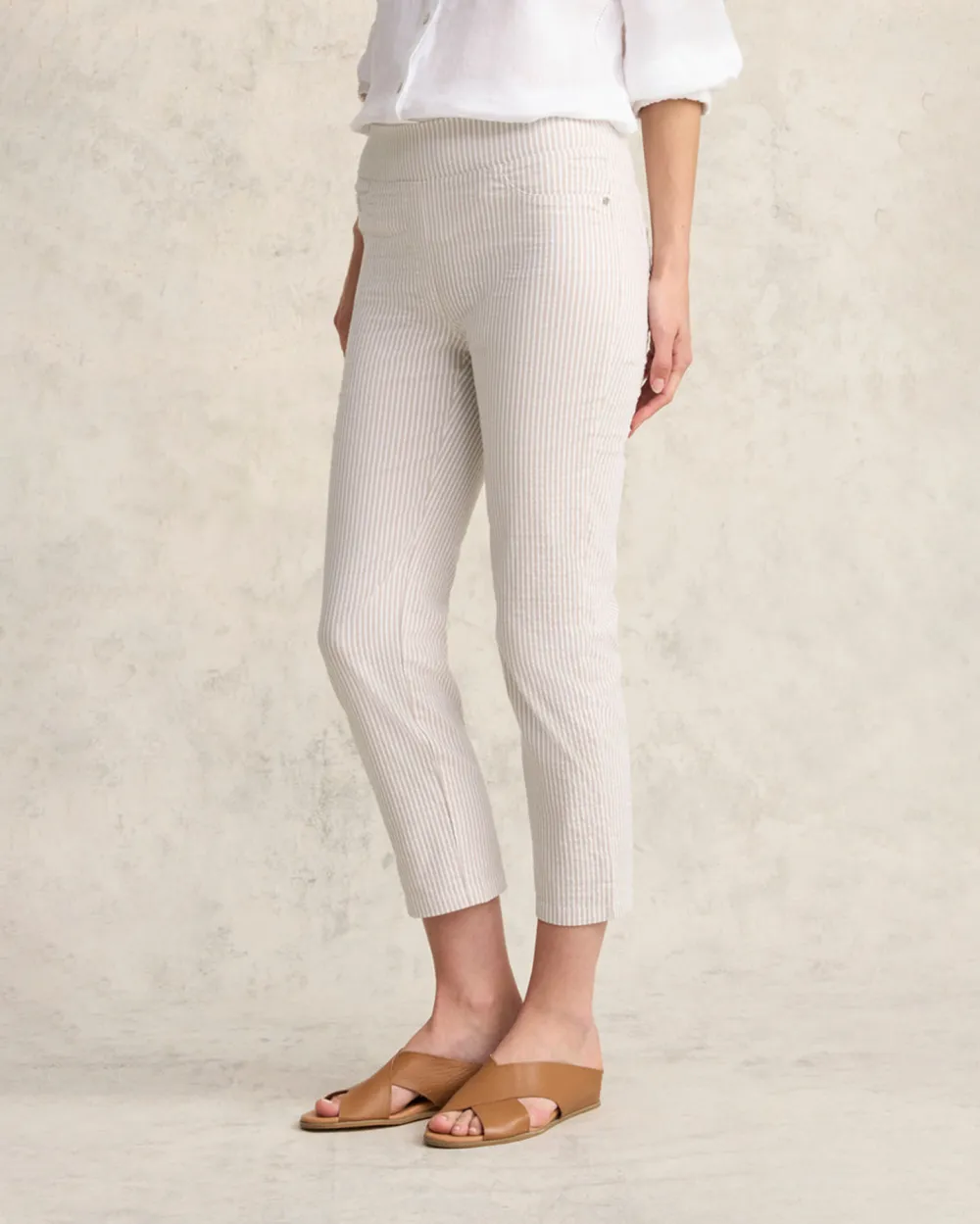Striped Ankle Length Stretch Pants