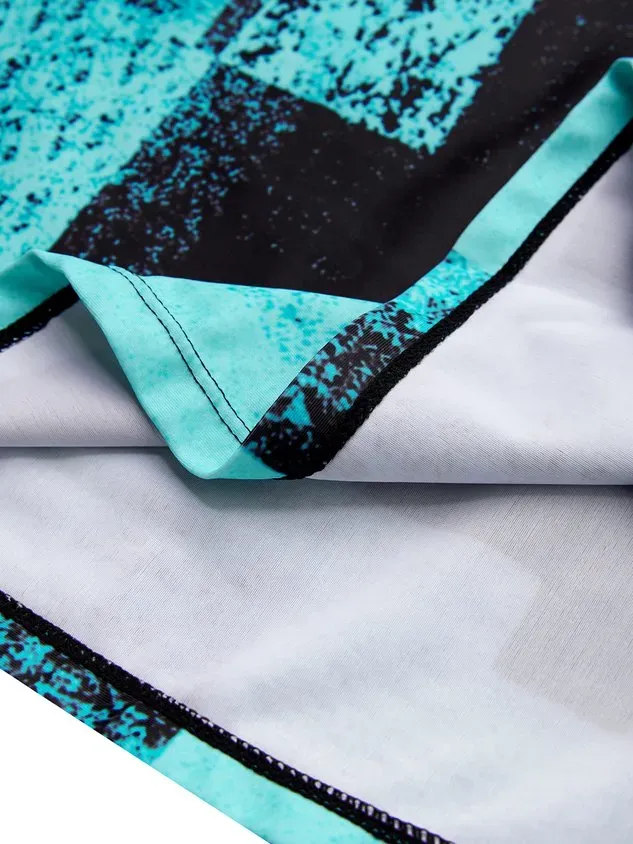 Casual Abstract Printing Scoop Neck Tankinis Two-Piece Set