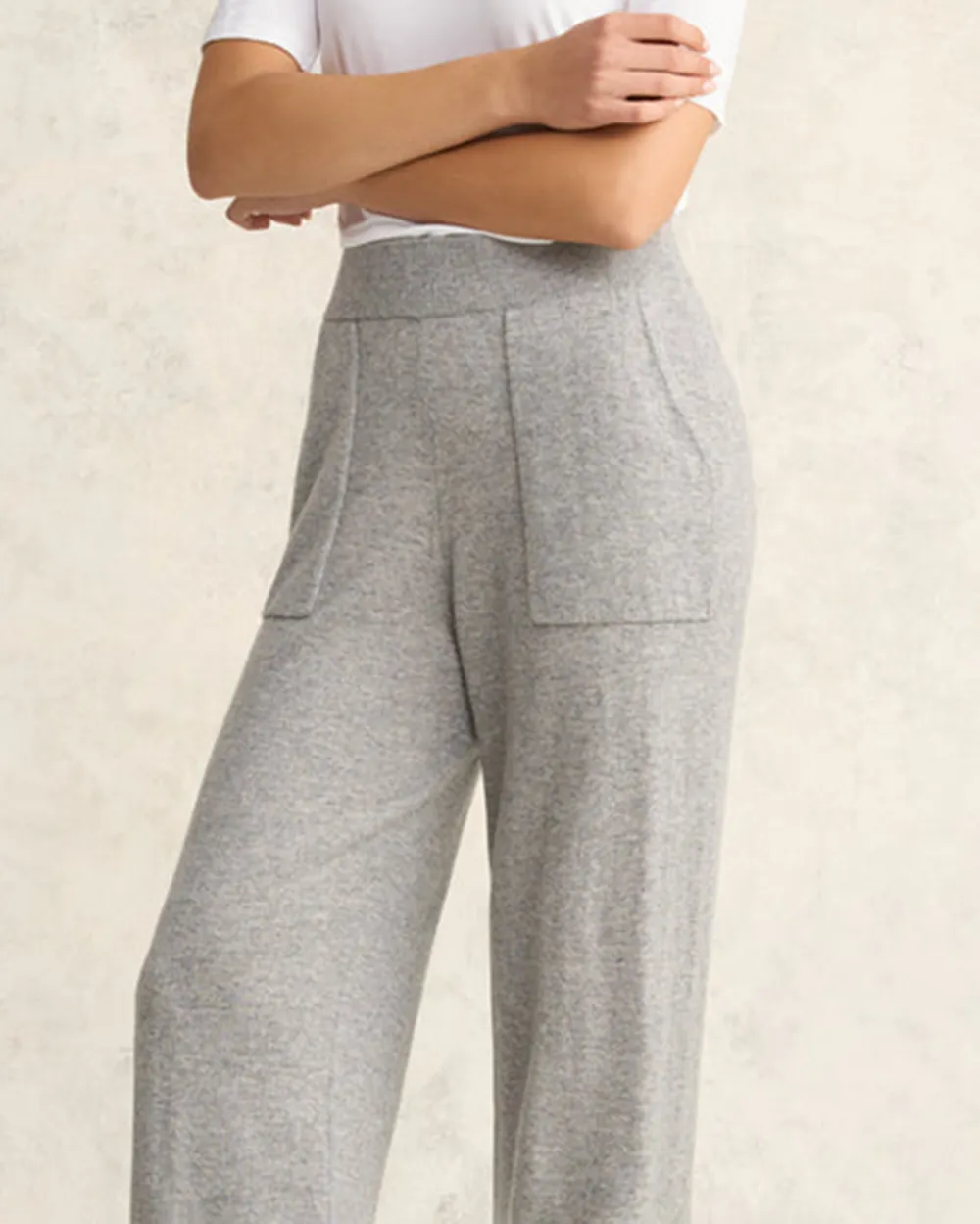 Elastic Waist Wide Leg Knit Pants