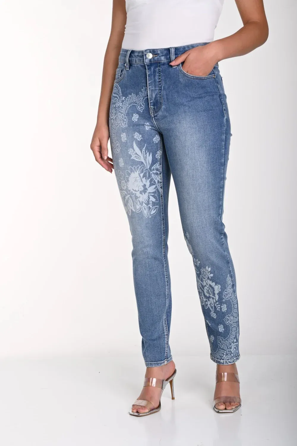 Light Blue Embroidered Denim Jeans