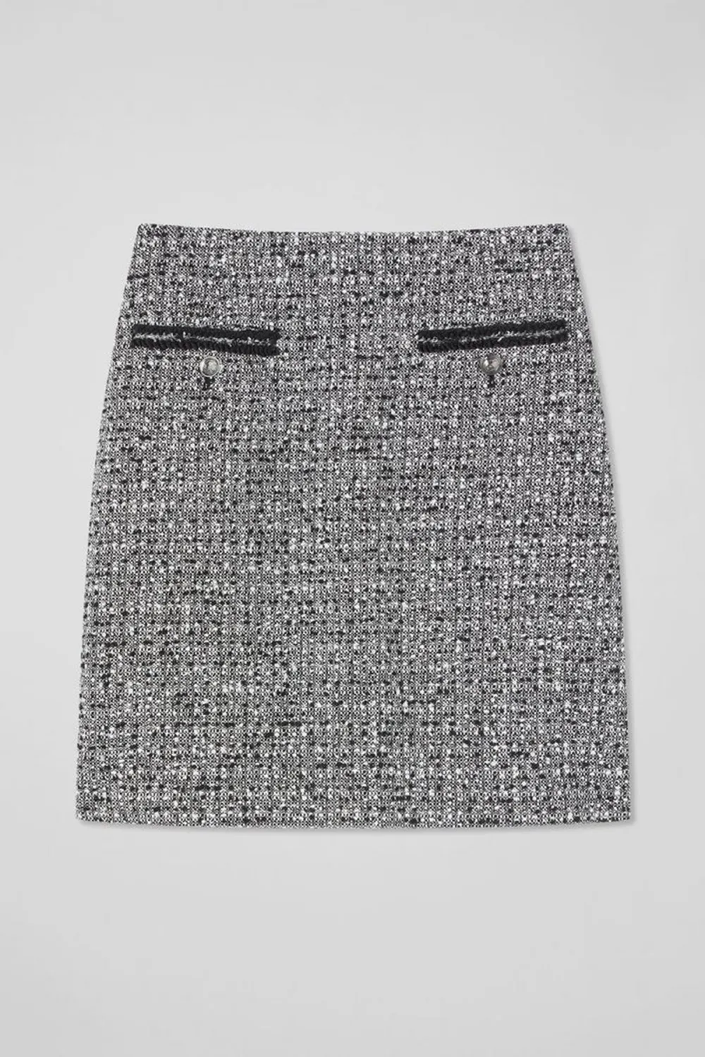 Black Cream Tweed Pocket Detail Mini Skirt