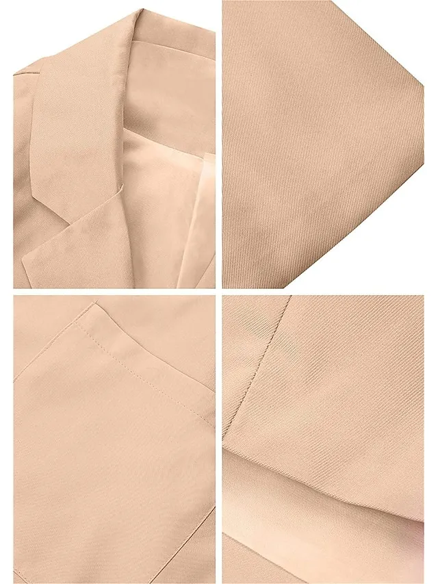 Women's Blazer Casual Pocket Clean Fit Formal Outdoor Daily Wear Polyester Spring Wine Green Black Open Front V Neck Regular Fit S M L XL XXL 3XL / Solid Color