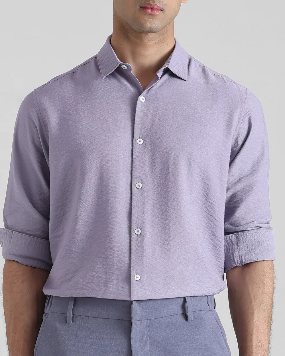 Leisure Simple Comfortable Slim-Fit Breathable Lilac Shirt