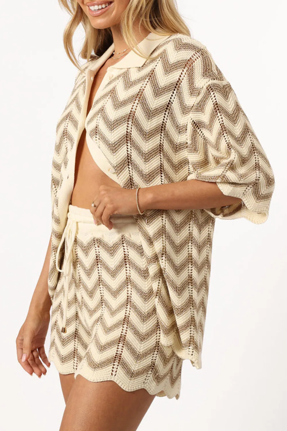 SAND WHITE KNIT SHIRT