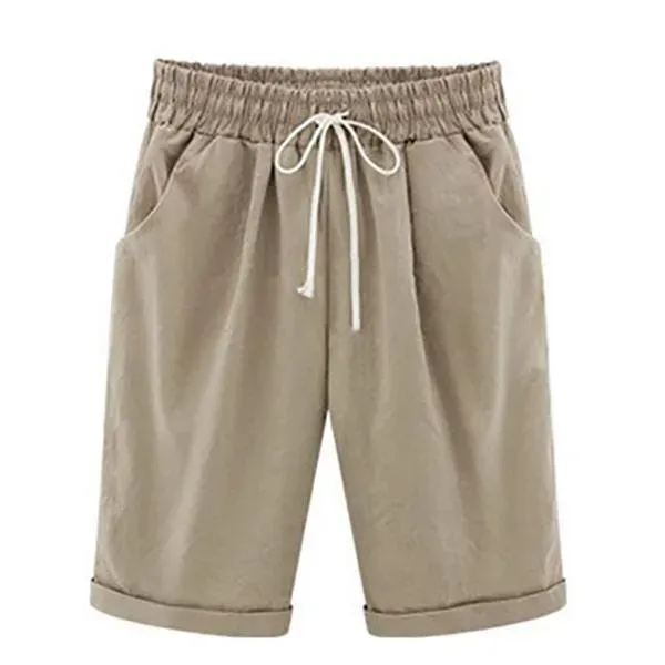 PLUS SIZE POCKETS CASUAL SHORTS