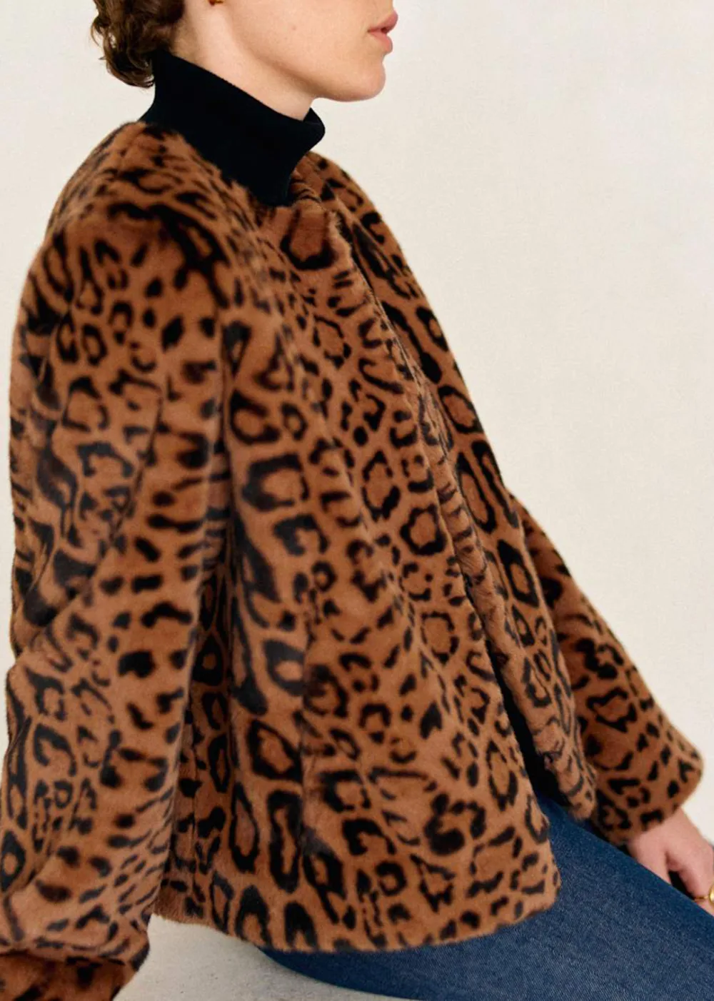 Leopard Print Faux Fur Short Coat
