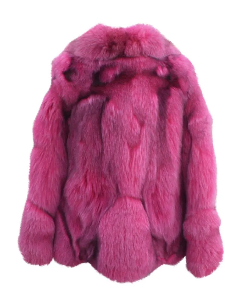 Neon Pink Fur Waist Length Jacket