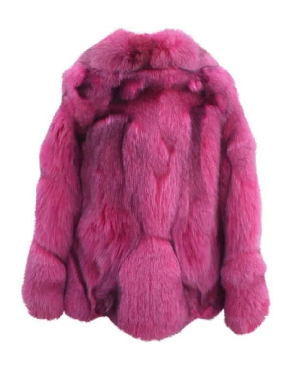 Neon Pink Fur Waist Length Jacket