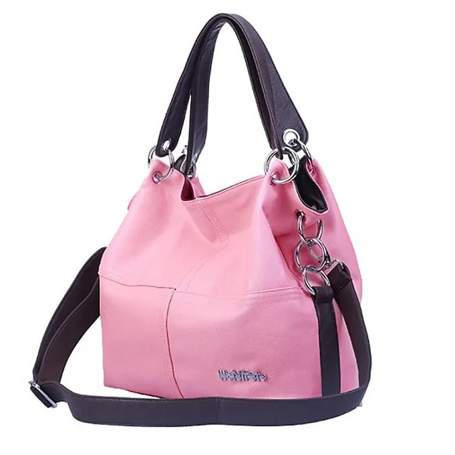 Women's Handbag Tote PU Leather Daily Zipper Solid Color Black Pink Green