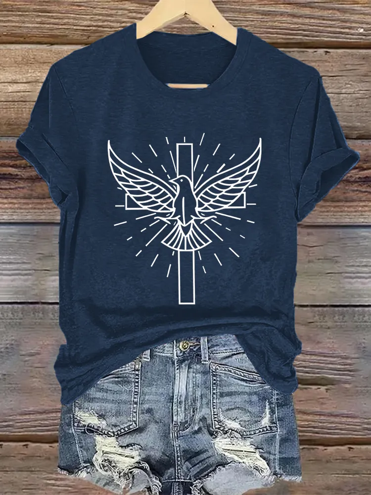 Women'S Holy Spirit Dove Pentecost Short-Sleeved Christian Gift Religious T-Shirt