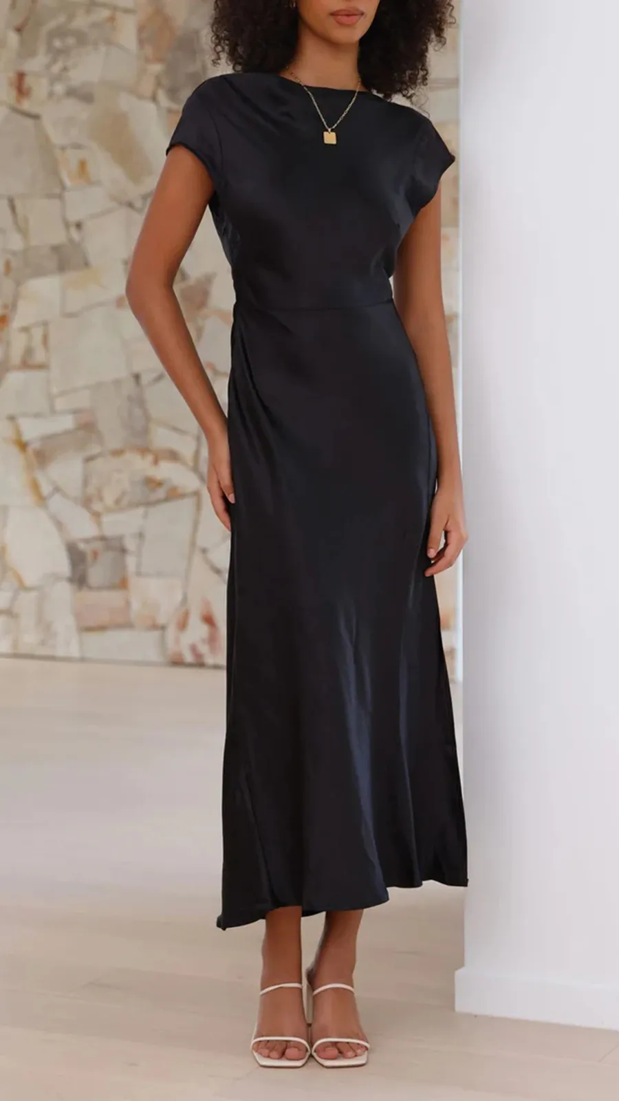 Silky Fabric Midi Dress