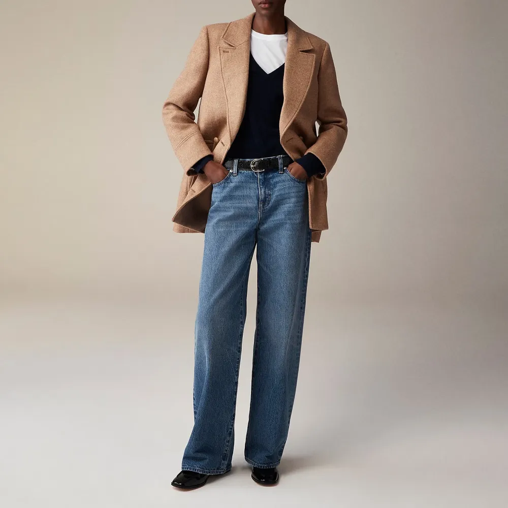 Button Front peacoat wool-blend