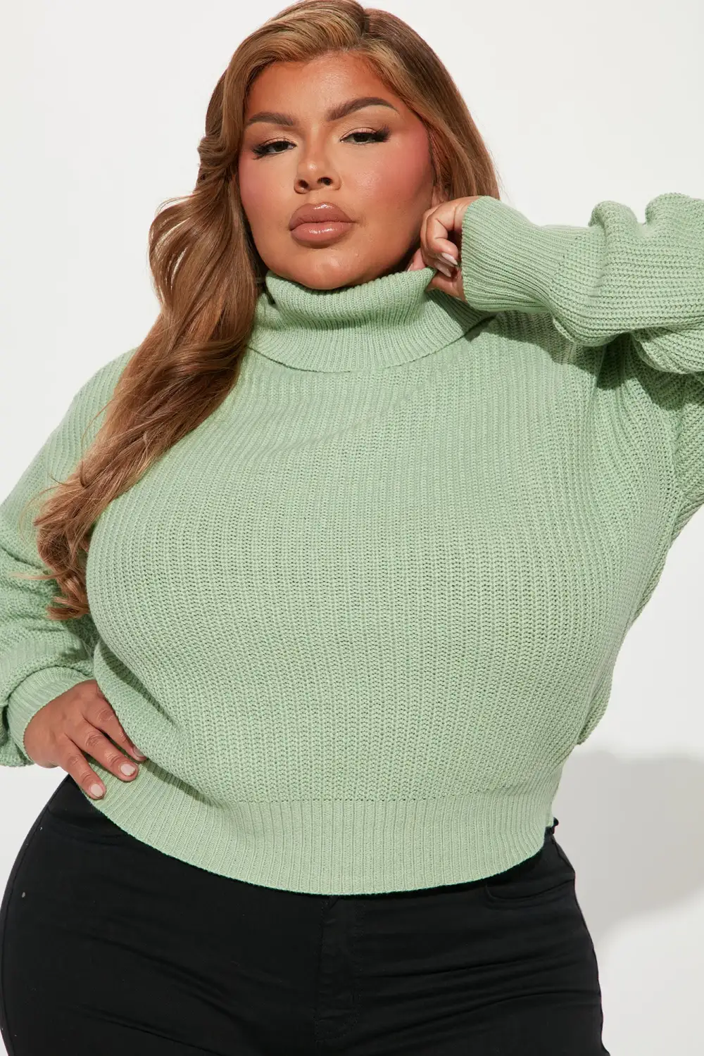 Roll With The Flow Turtleneck Sweater - Sage